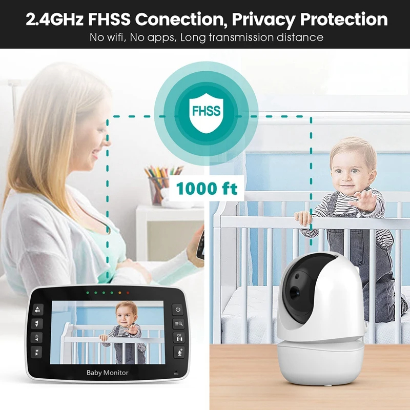 Momobebe 4.3 Inch Wireless Dual Baby Monitor Intercom with 355 Degree Wide Angle and Night Vision